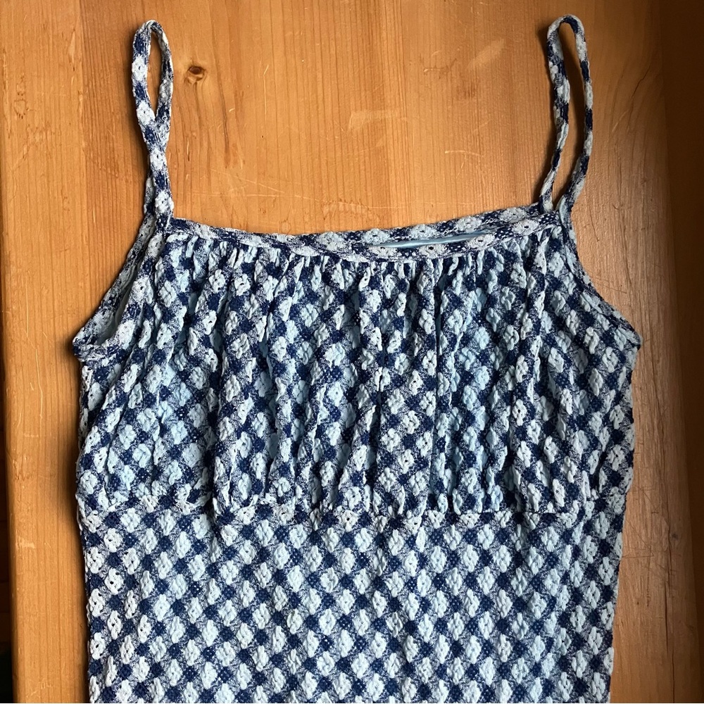 Blue Gingham Midi Dress